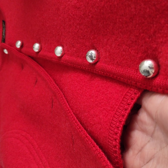 Geiger Tyrol Size 36 Austria Pure New Wool Red Button Front Sweater Jacket - Picture 16 of 16